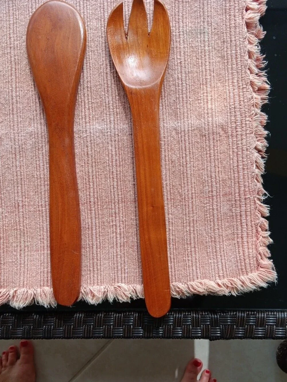 Handcrafted Wooden Bowl and Spoon Set - Warm Brown Vintage